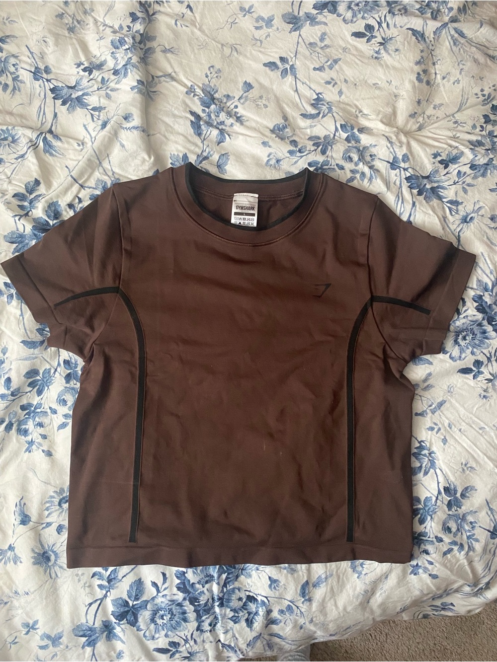 Gymshark Brown Short Sleeve Athletic Tee with Black Trim